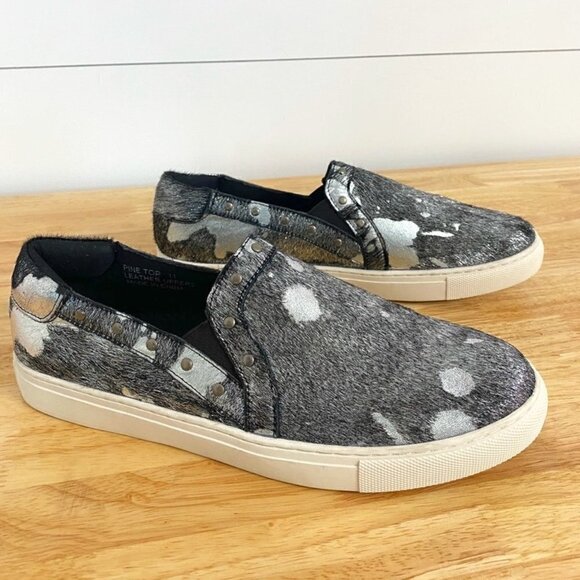 Boutique by Corky's Pine Top Studded Metallic Cowhide Leather Slip On Sneakers - Picture 5 of 16